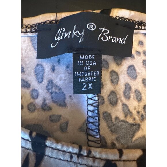 Slinky Brand Leopard Print Sleeveless Dress 2X Made In USA Polyester/Spandex - Picture 2 of 5